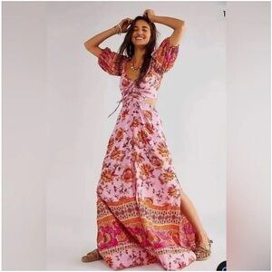 Free People Bali Citrus Skies One Piece Wide Leg Jumpsuit Size Extra Small NWT